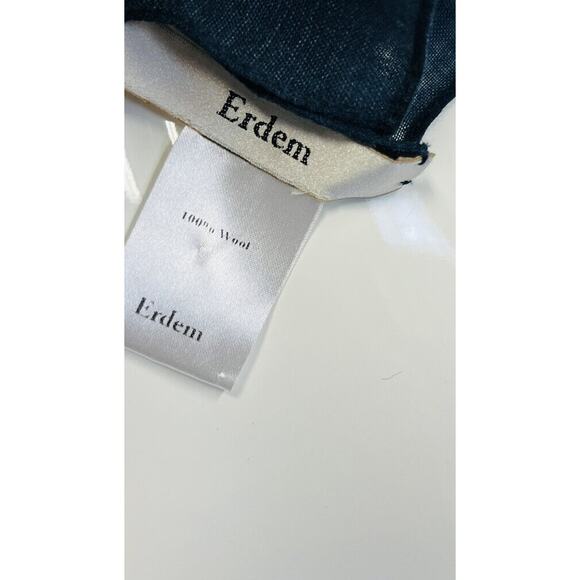 ERDEM Navy Multi 100% Wool Printed Square Scarf Shawl 50”x50” - Picture 3 of 3